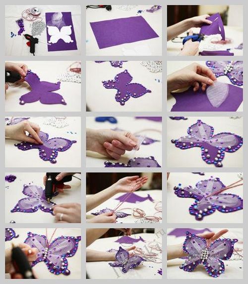 Изготовление красивых бабочек из ткани своими руками